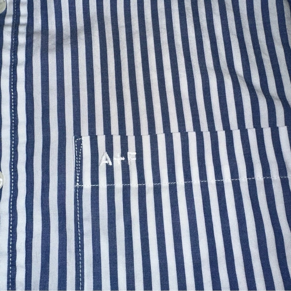 Abercrombie & Fitch Navy and White Striped Casual Shirt - Picture 4 of 5